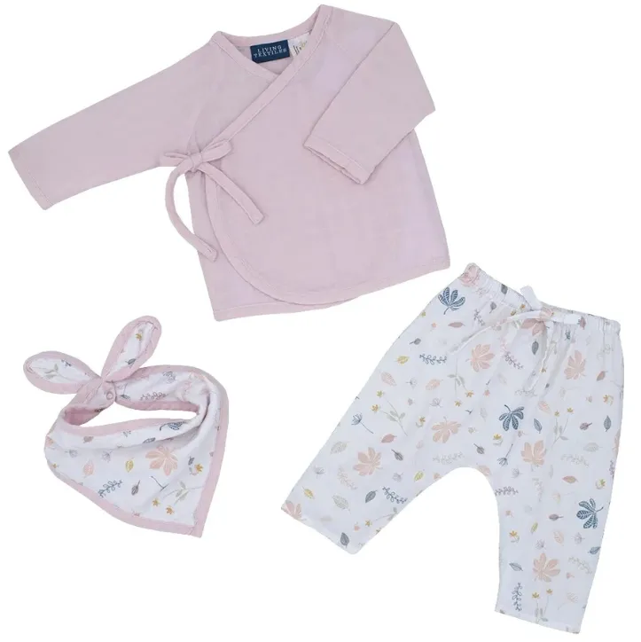 3 pc Muslin Kimono & Pant Set - Botanical