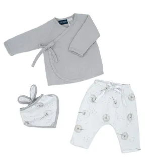 3 pc Muslin Kimono & Pant Set - Dandelion