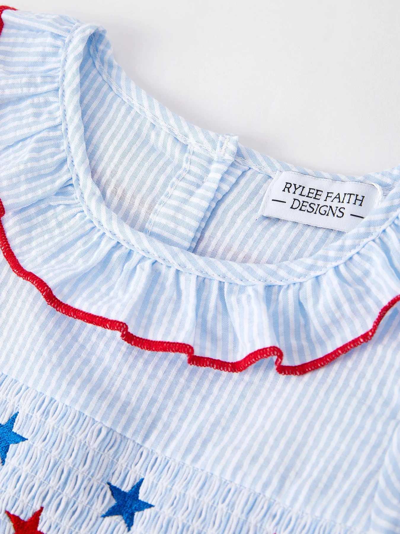 4th Of July Boys' Smocking Star Embroidered Dress