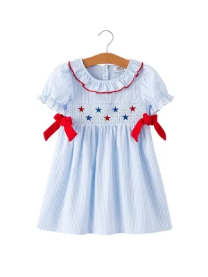 4th Of July Boys' Smocking Star Embroidered Dress