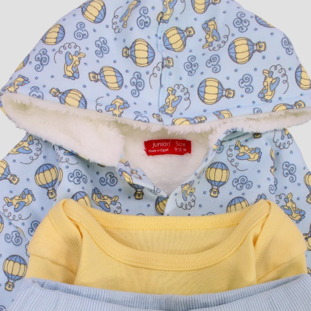 Aerospace Long-Sleeved Fleeced Hooded 3-Piece Pajama