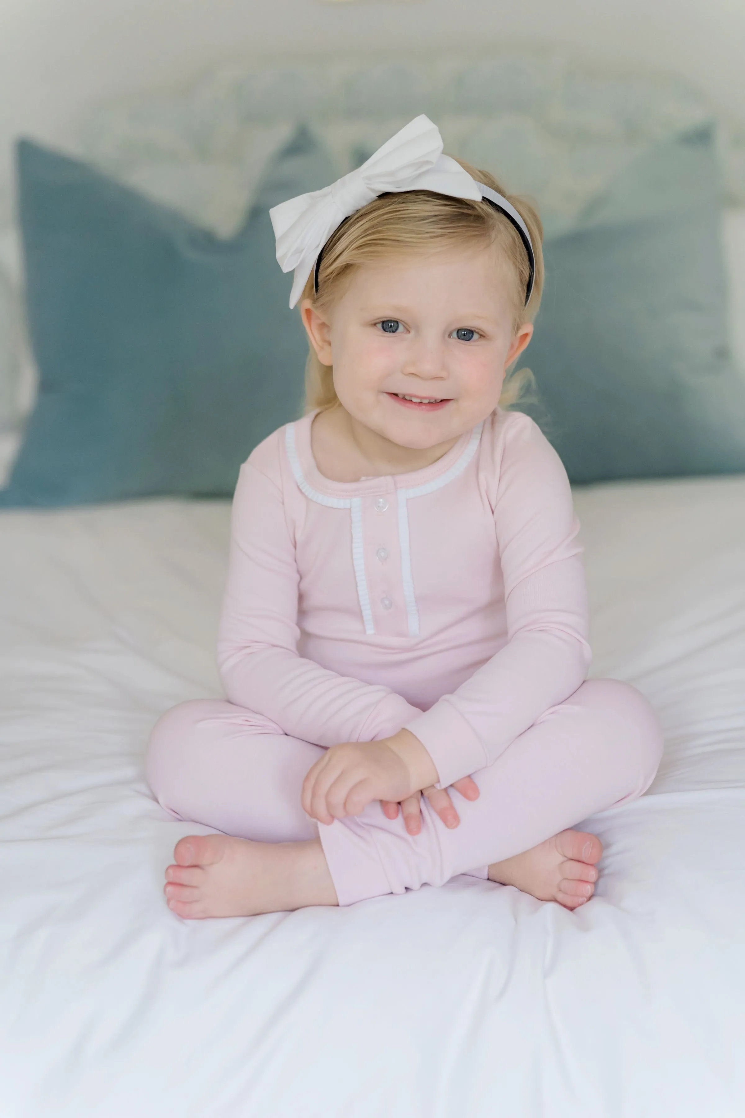 Alden Girls' Pima Cotton Pajama Pant Set - Light Pink