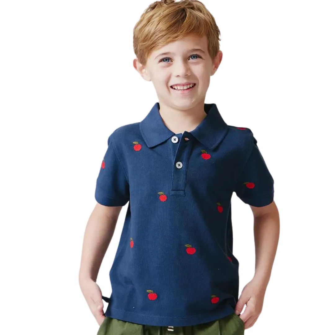 Alec Shirt - Apples Embroidery by Pink Chicken - FINAL SALE