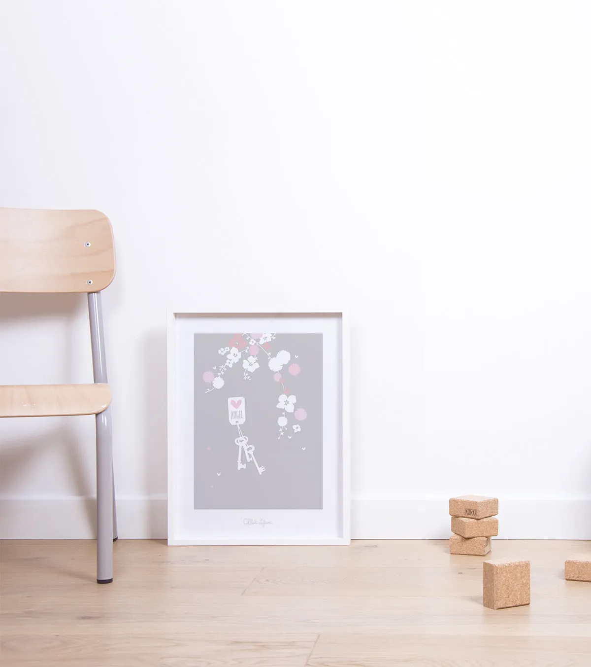 Angel - Children's Poster - Flowers (pink And White)