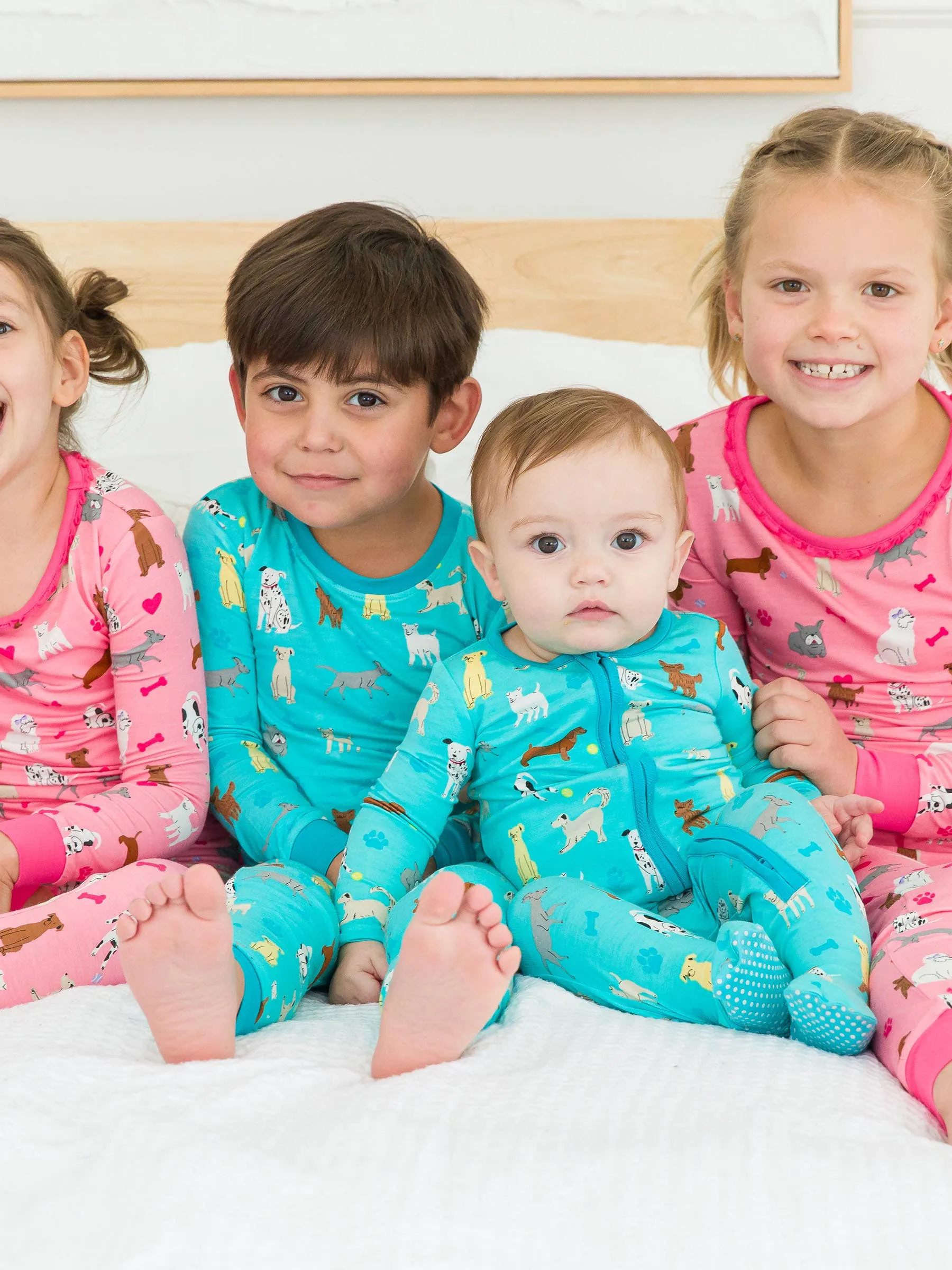 Baby Boys Bamboo Viscose Puppy Playtime Footed Pajama: Blue