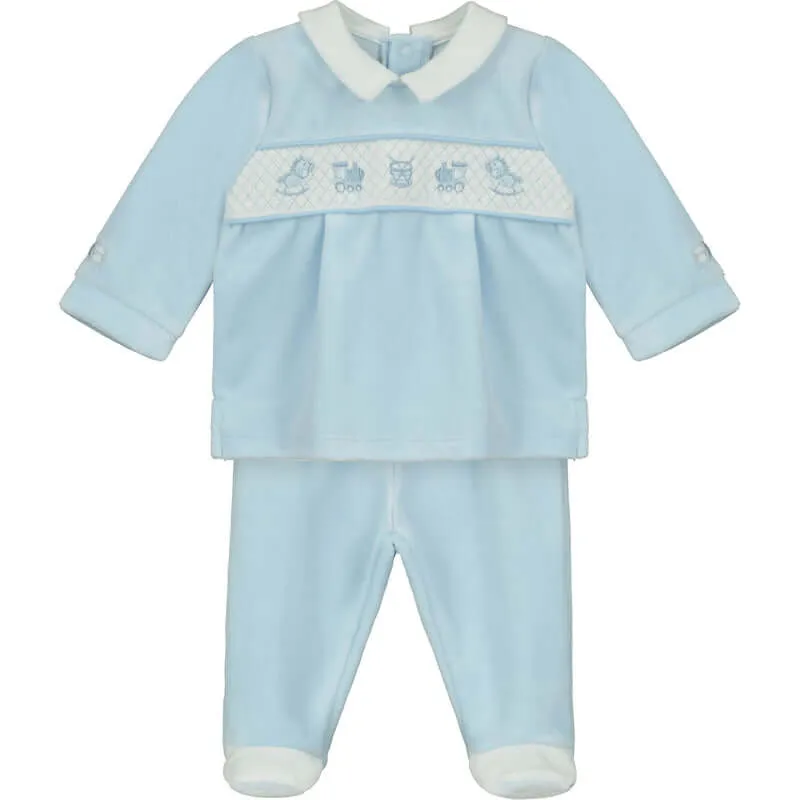 Baby Boys Blue Edgar Velour Set