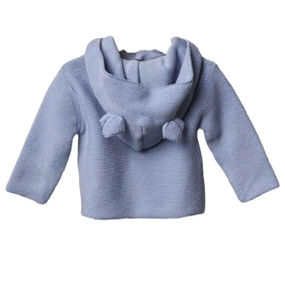 Baby Boys Blue Knit Teddy Jacket