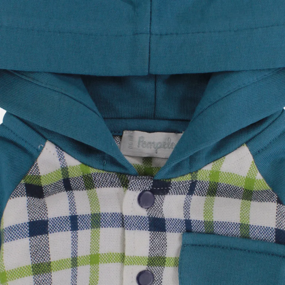 Baby Boys' Checkered Cotton Long-Sleeved Hooded Shirt
