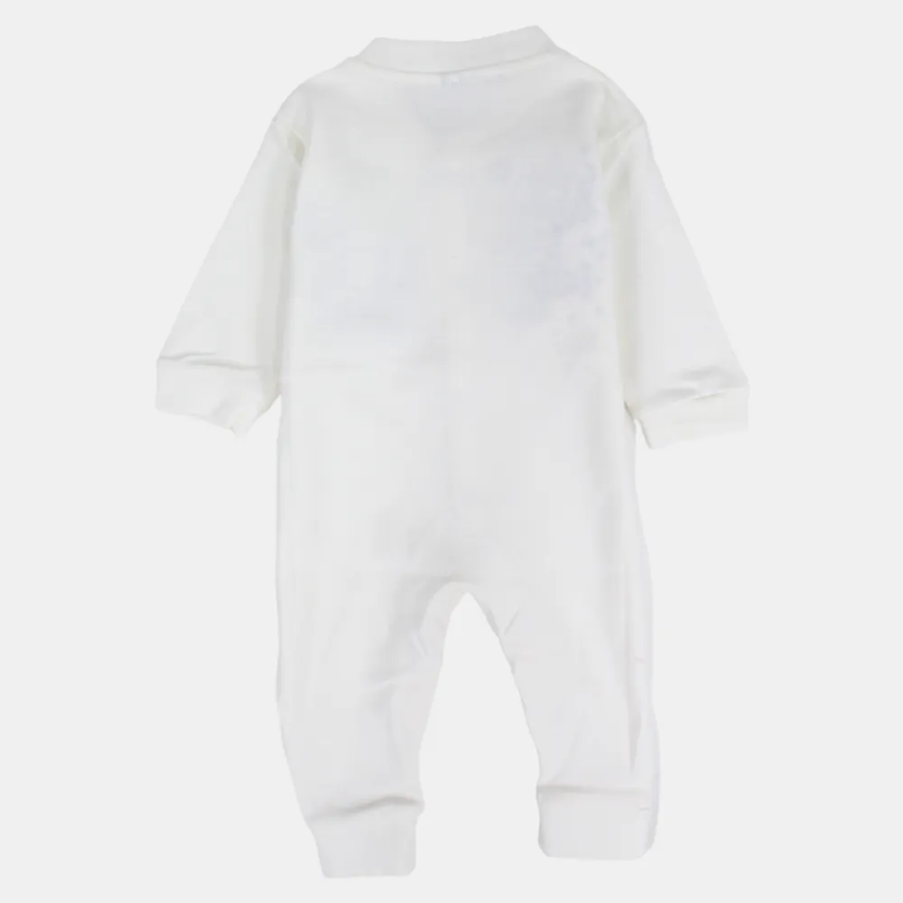 Baby Boys Cotton Footless Onesie – Off-White with Elephant and Star Design