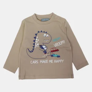 Baby Boys' Cotton Long-Sleeved T-Shirt – Beige