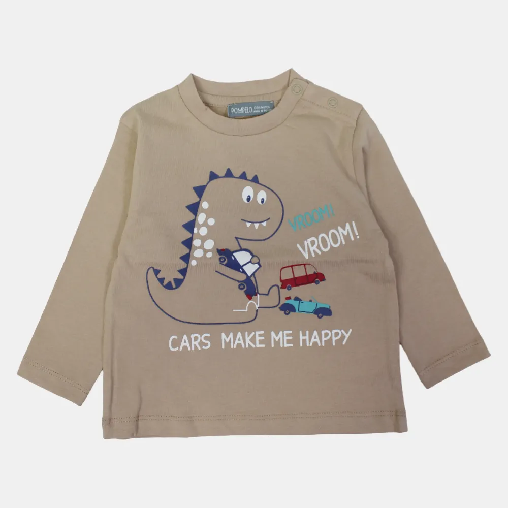 Baby Boys' Cotton Long-Sleeved T-Shirt – Beige