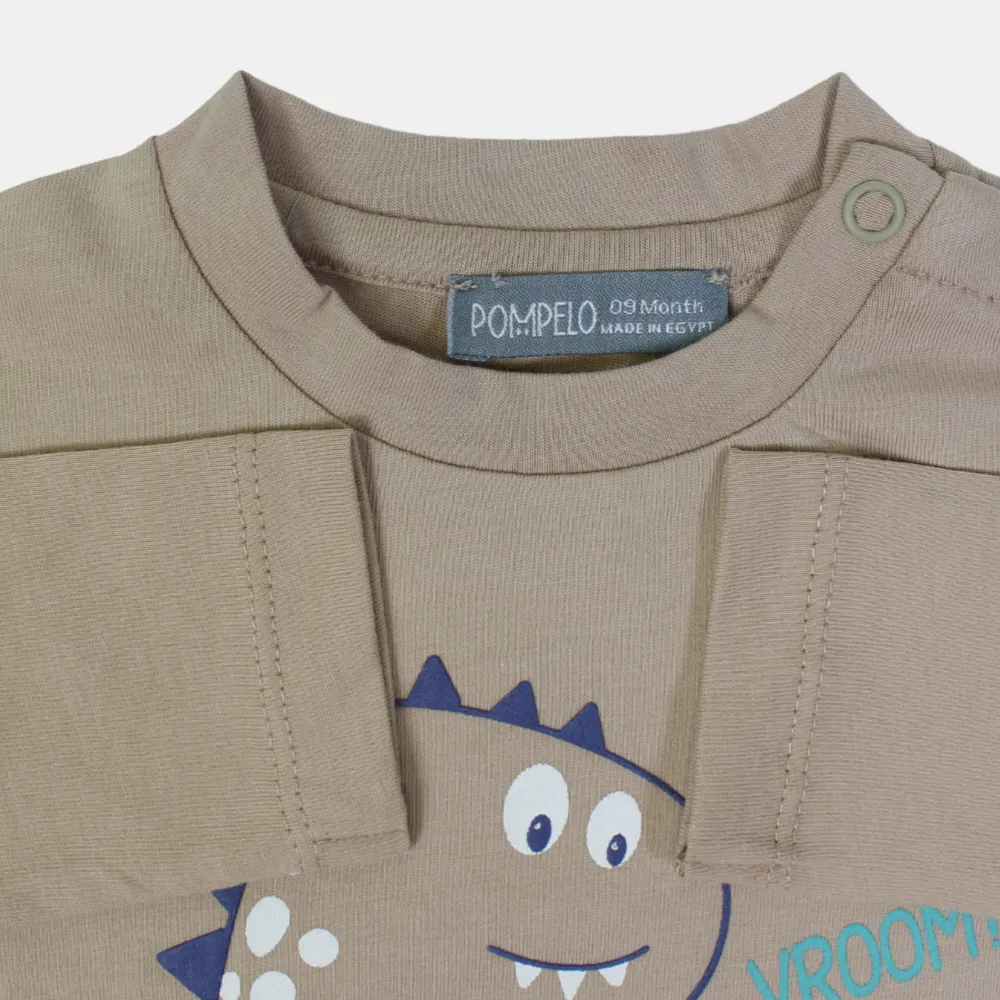 Baby Boys' Cotton Long-Sleeved T-Shirt – Beige