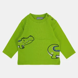 Baby Boys' Cotton Long-Sleeved T-Shirt with Crocodile Design