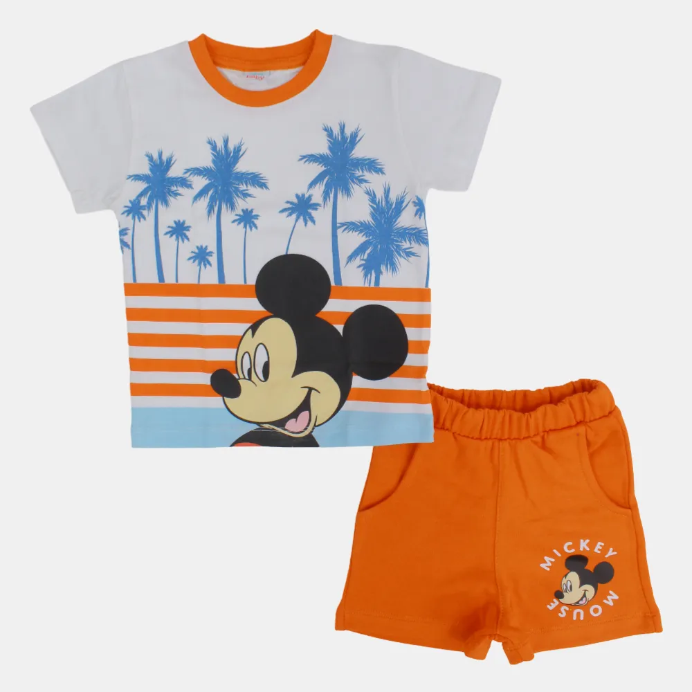 Baby Boys Cotton Pajama – Mickey Mouse Print