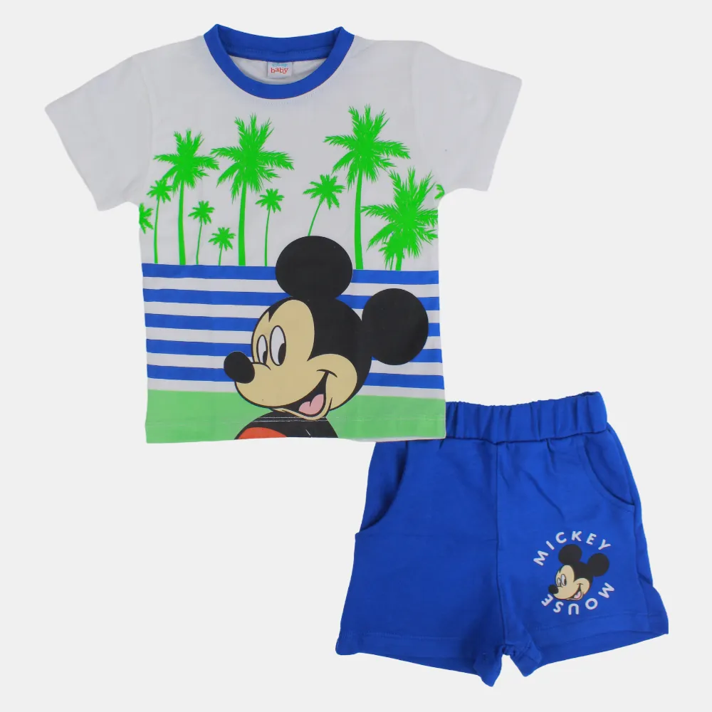 Baby Boys Cotton Pajama – Mickey Mouse Print