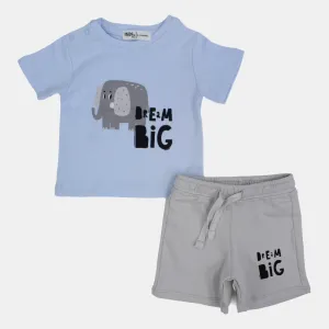 Baby Boys Cotton Pajama Set – Baby Blue "Dream Big" Print