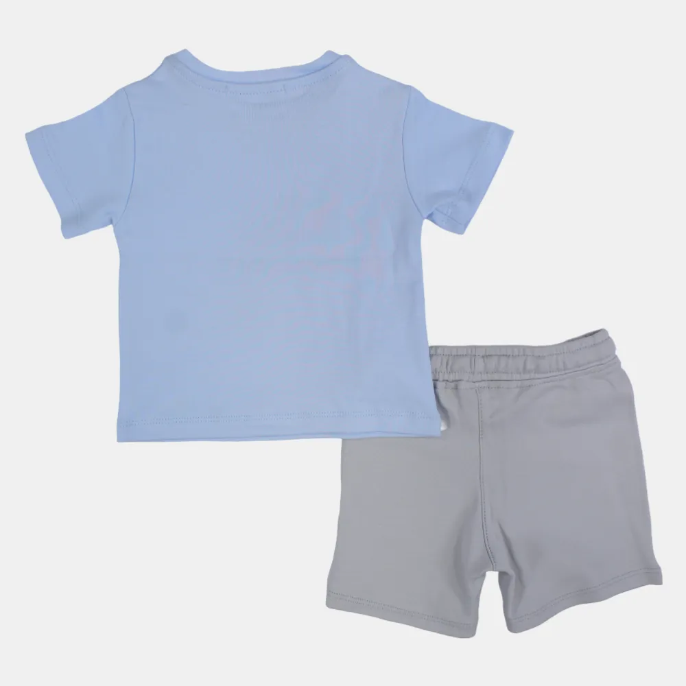 Baby Boys Cotton Pajama Set – Baby Blue "Dream Big" Print
