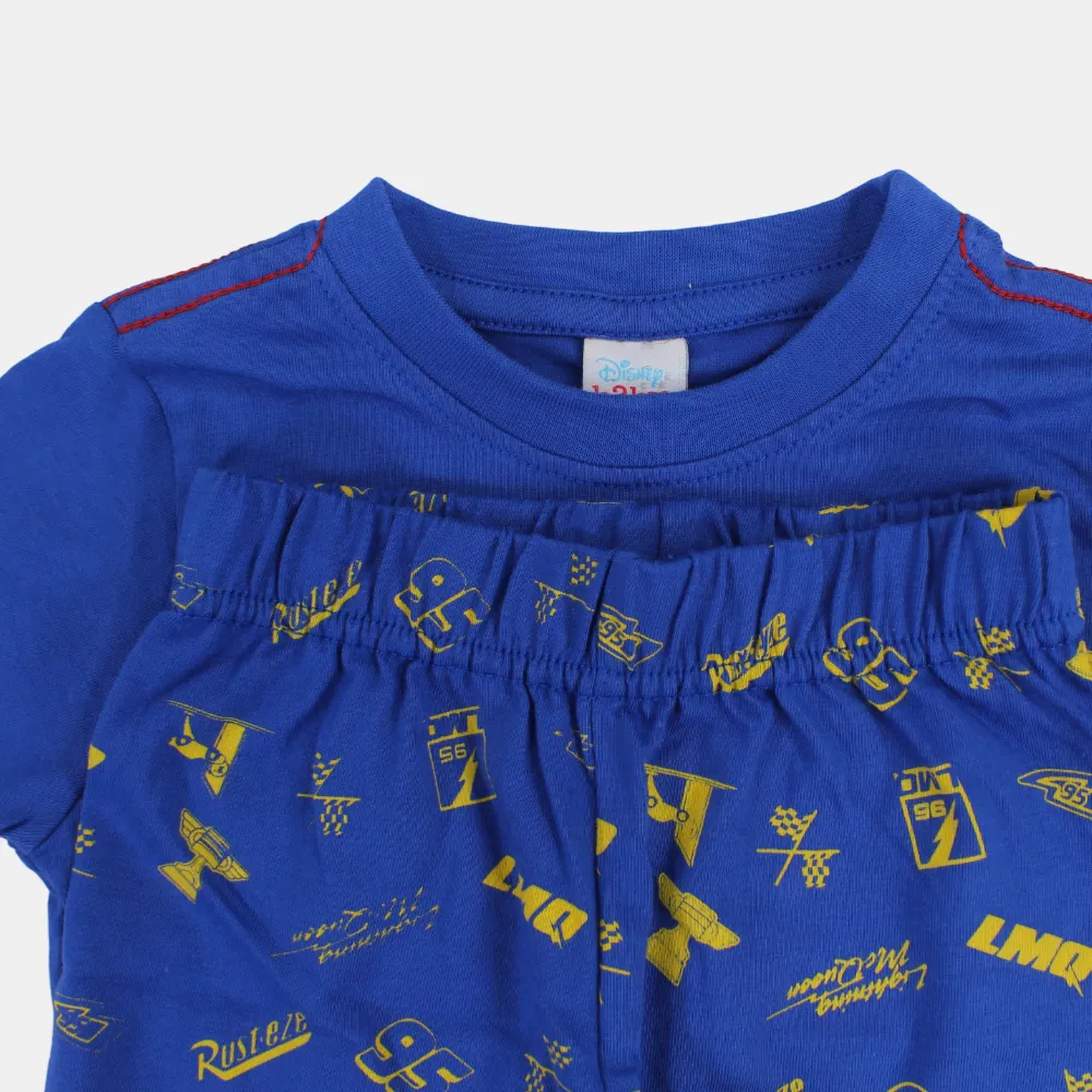 Baby Boys Cotton Pajama Set with Cars Print