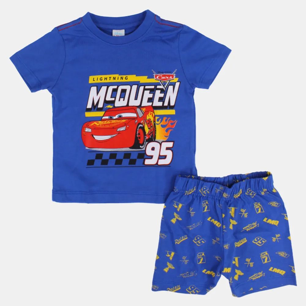 Baby Boys Cotton Pajama Set with Cars Print