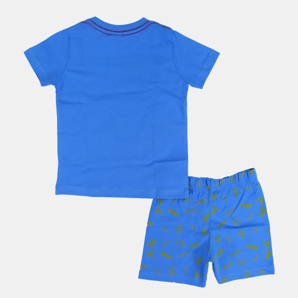 Baby Boys Cotton Pajama Set with Cars Print