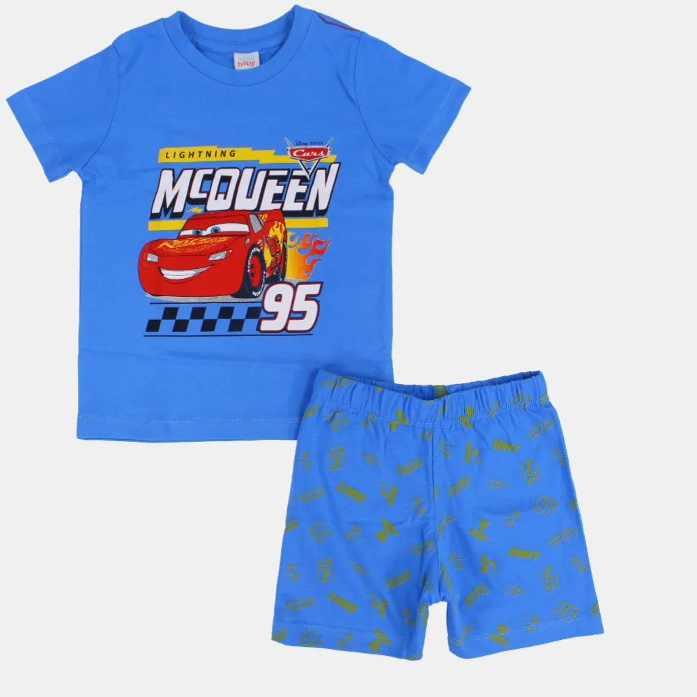 Baby Boys Cotton Pajama Set with Cars Print