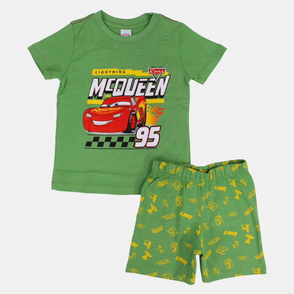 Baby Boys Cotton Pajama Set with Cars Print