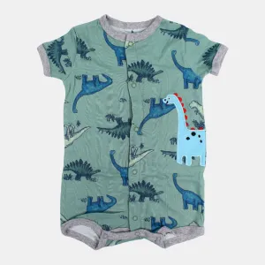 Baby Boys Cotton Romper – Mint with Dinosaurs Design