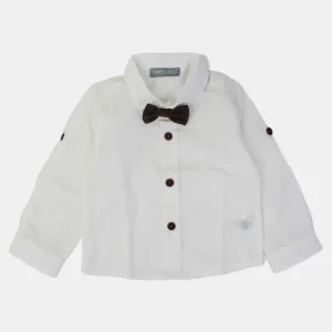 Baby Boys Cotton Shirt – White
