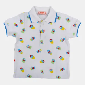 Baby Boys Cotton Short-Sleeved Polo Shirt with a Fun Design