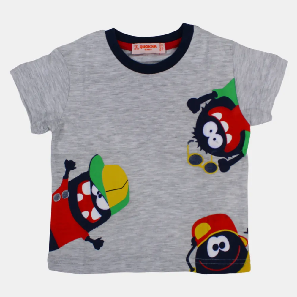 Baby Boys Cotton Short-Sleeved T-Shirt with a Fun Design