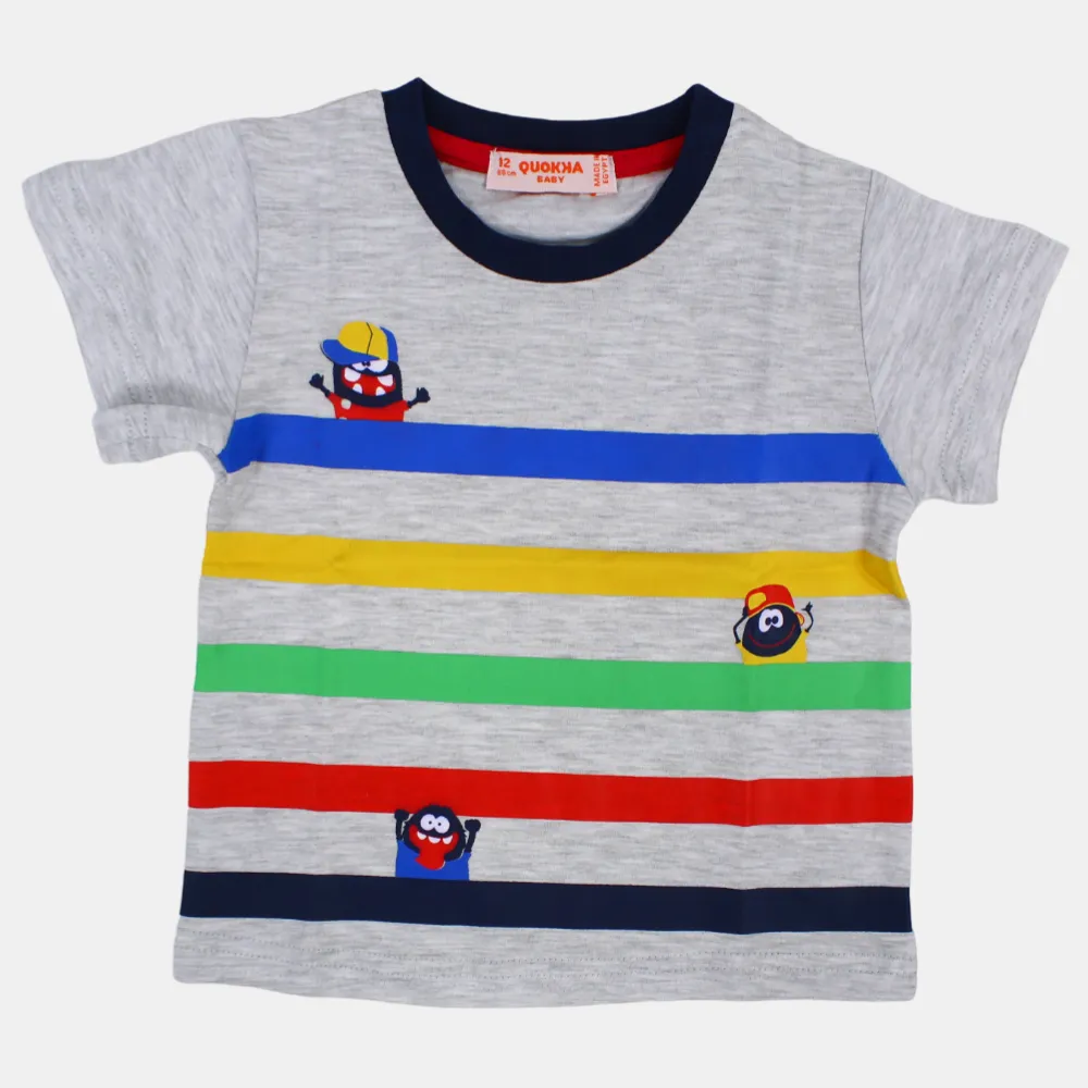 Baby Boys Cotton Short-Sleeved T-Shirt with a Fun Design