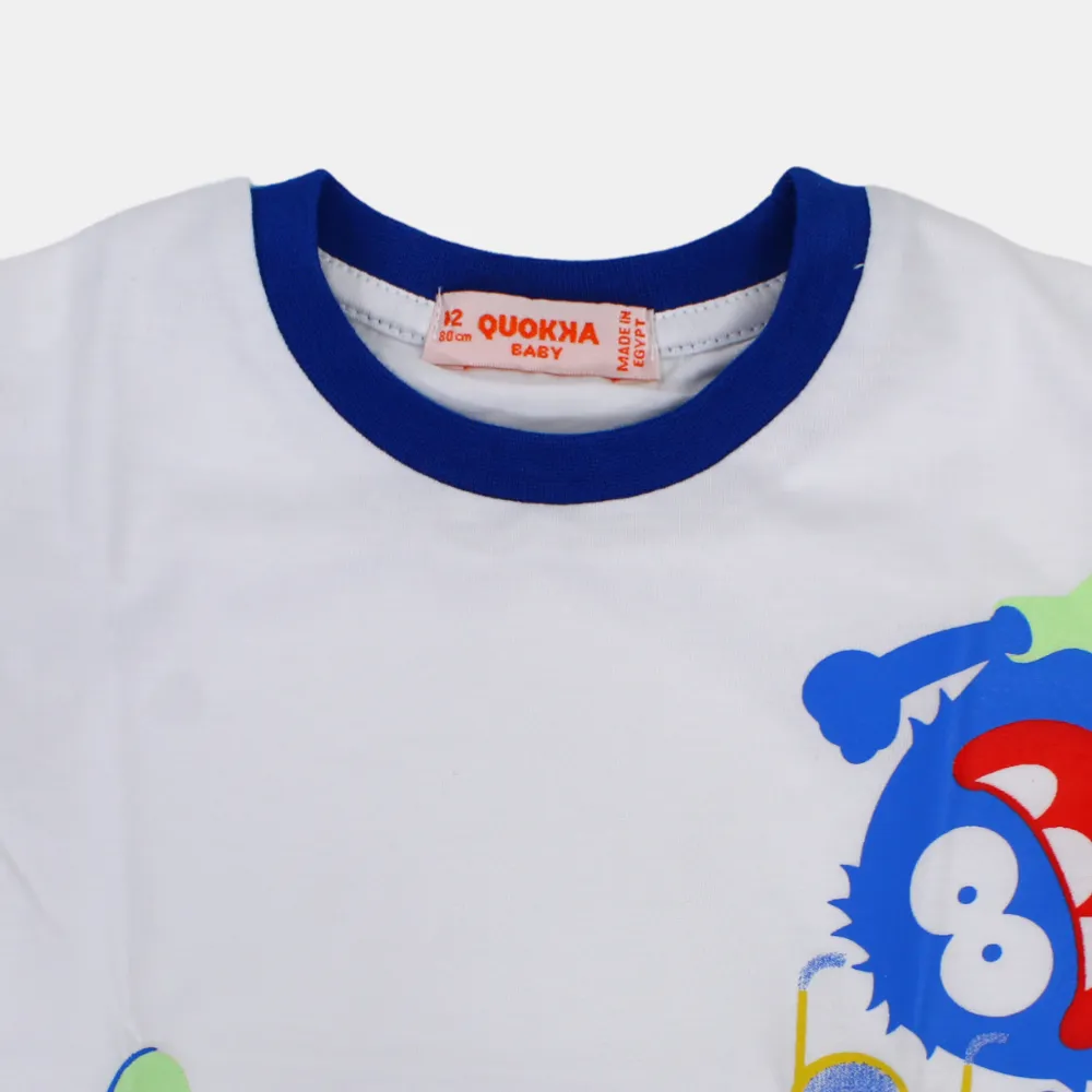 Baby Boys Cotton Short-Sleeved T-Shirt with a Fun Design