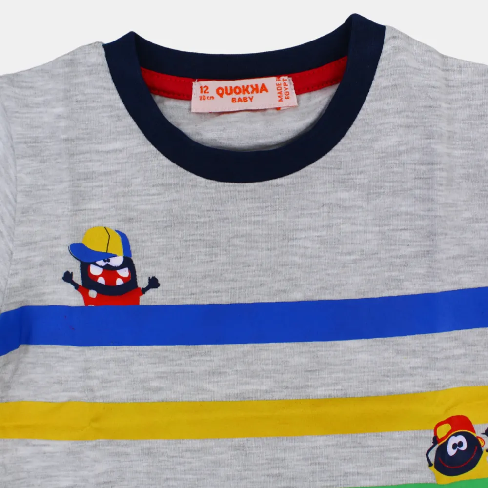 Baby Boys Cotton Short-Sleeved T-Shirt with a Fun Design