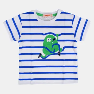 Baby Boys Cotton Striped Short-Sleeved T-Shirt with a Fun Design