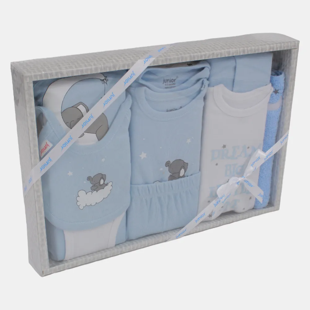 Baby Boys' Gift Box Set – Light Blue Elephant Theme
