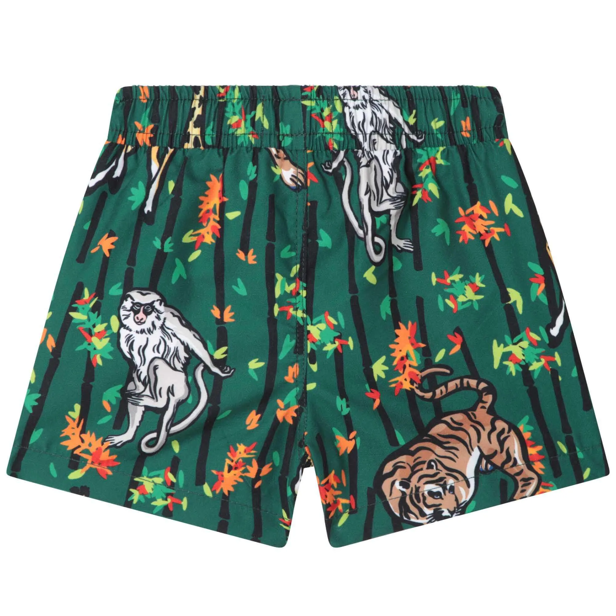 Baby Boys Green Bamboo Tiger Swim Shorts