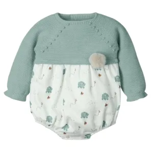 Baby Boys Green Knitted Romper