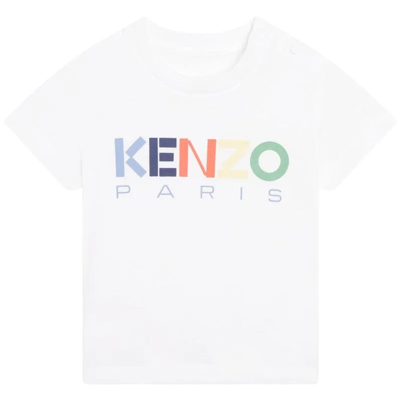 Baby Boys White Cotton logo T-Shirt