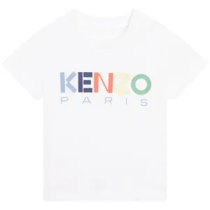 Baby Boys White Cotton logo T-Shirt