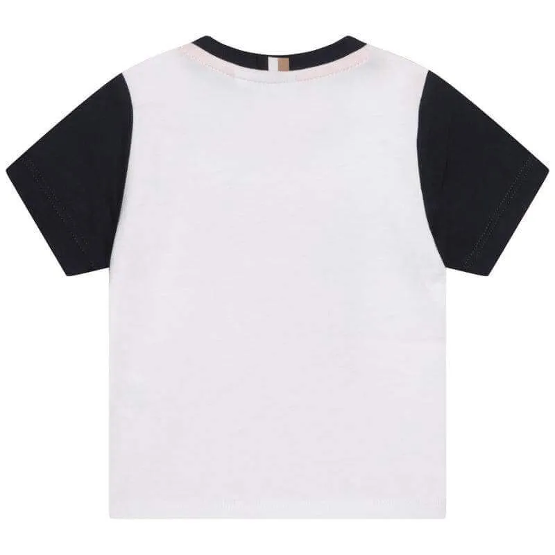 Baby Boys White Cotton Short Sleeve T-Shirt