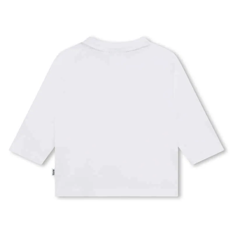 Baby Boys White Logo Long Sleeve T-Shirt