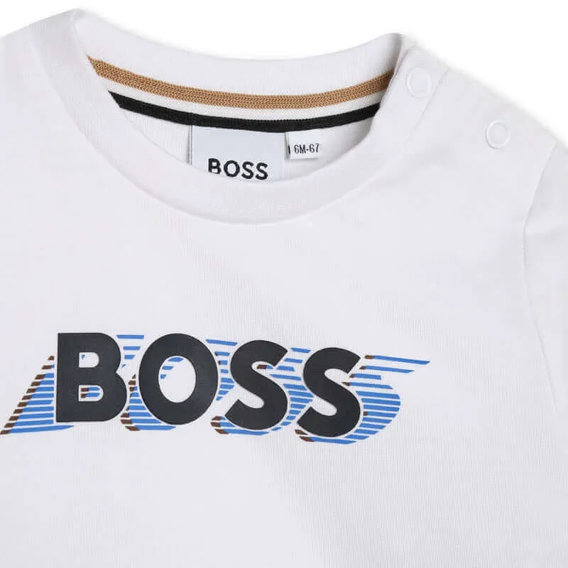 Baby Boys White Logo Long Sleeve T-Shirt