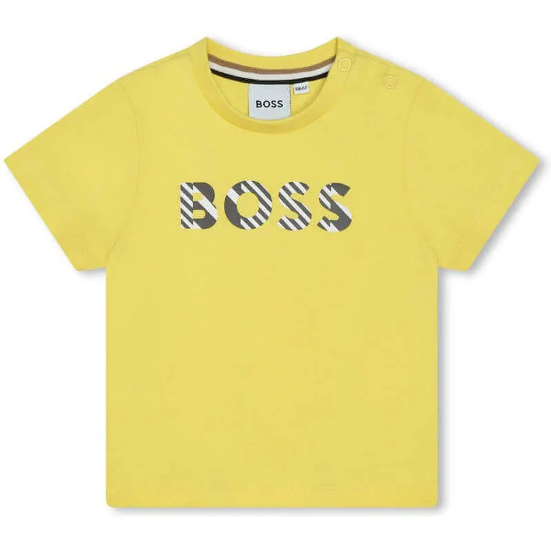 Baby Boys Yellow Short Logo Sleeve T-Shirt