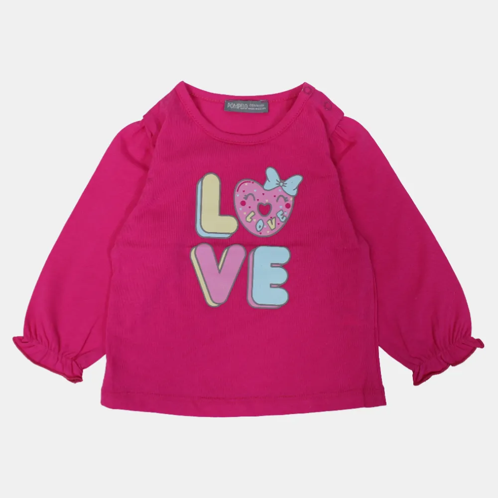 Baby Girls' Cotton Ruffled Wrist T-Shirt – Fuchsia Fun