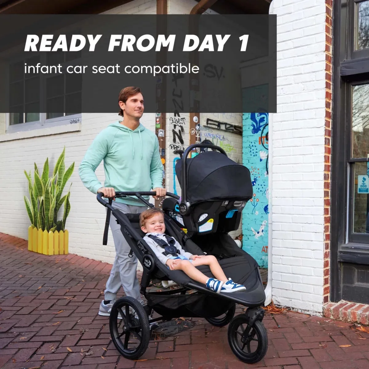 Baby Jogger Summit X3 Double Jogging Stroller - Midnight Black