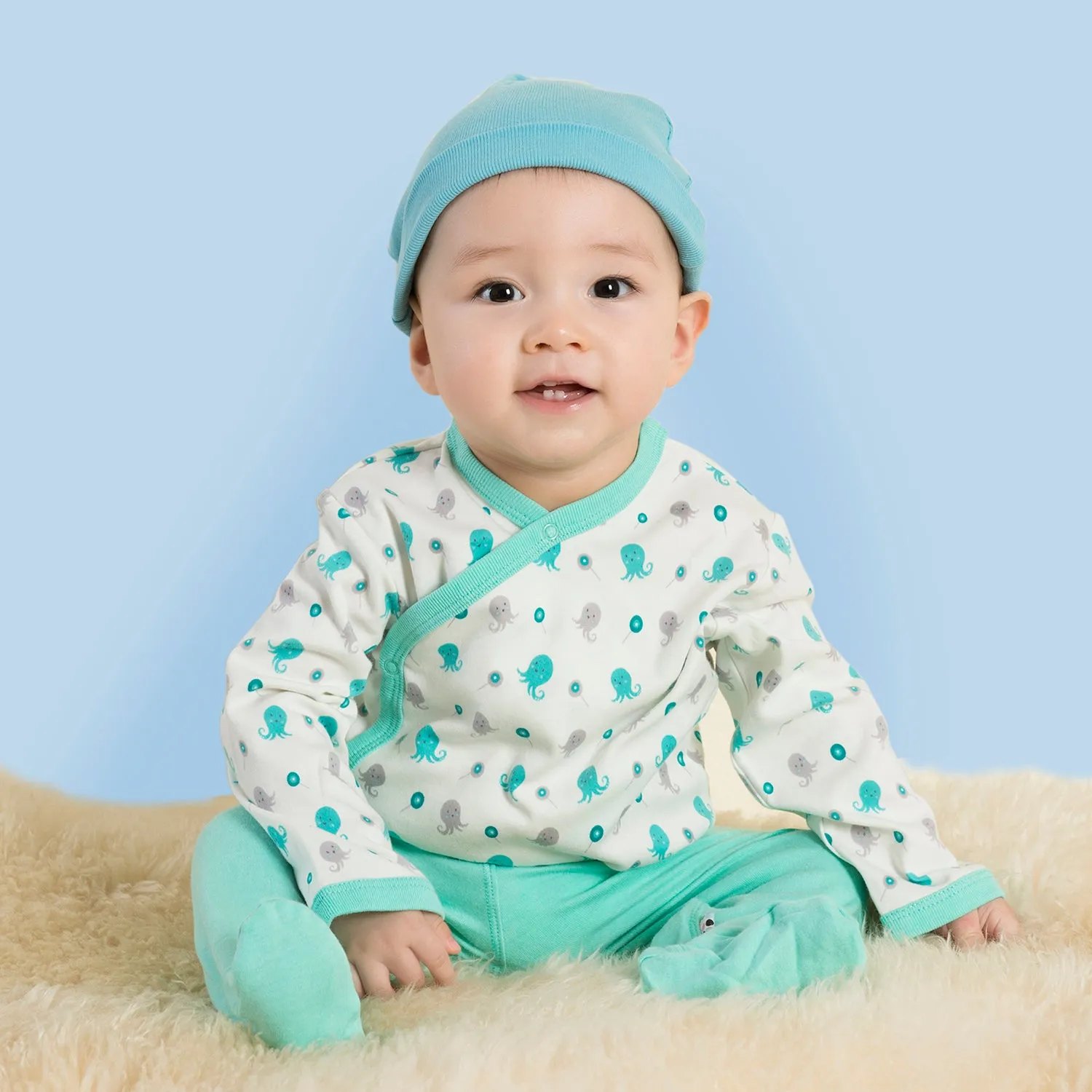 Baby Organic Pattern Kimono Bodysuit
