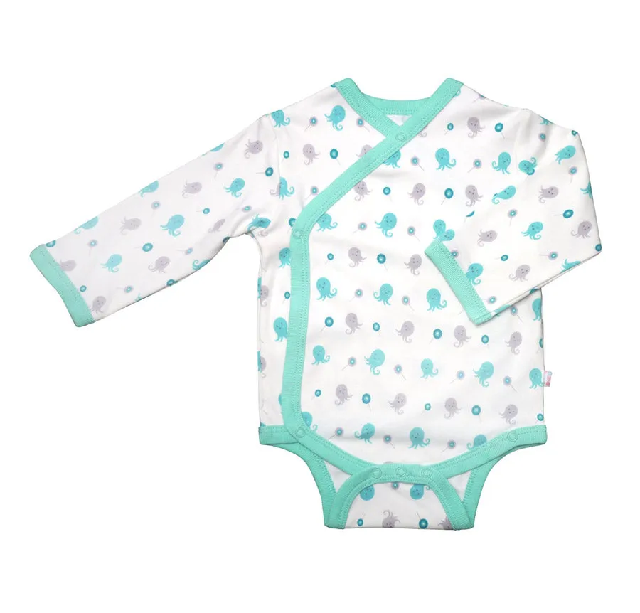 Baby Organic Pattern Kimono Bodysuit