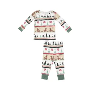 Bamboo Long Sleeve Lounge Wear Set - Reindeer Fair Isle by Angel Dear - FINAL SALE