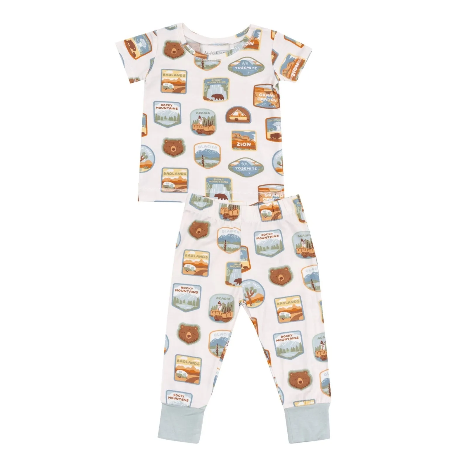 Bamboo Short Sleeve Lounge Wear Set - National Park Patches by Angel Dear