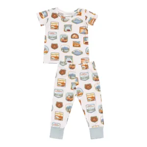 Bamboo Short Sleeve Lounge Wear Set - National Park Patches by Angel Dear